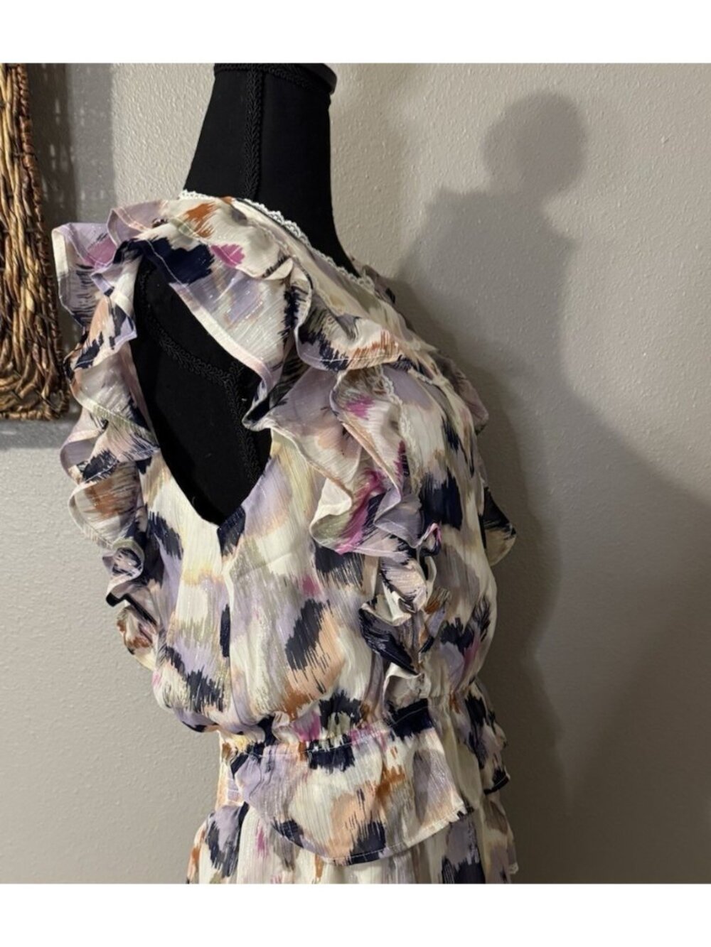 Spring & Mercer Colorful Smocked Tiered Ruffle Top M Medium NEW - Picture 5 of 8